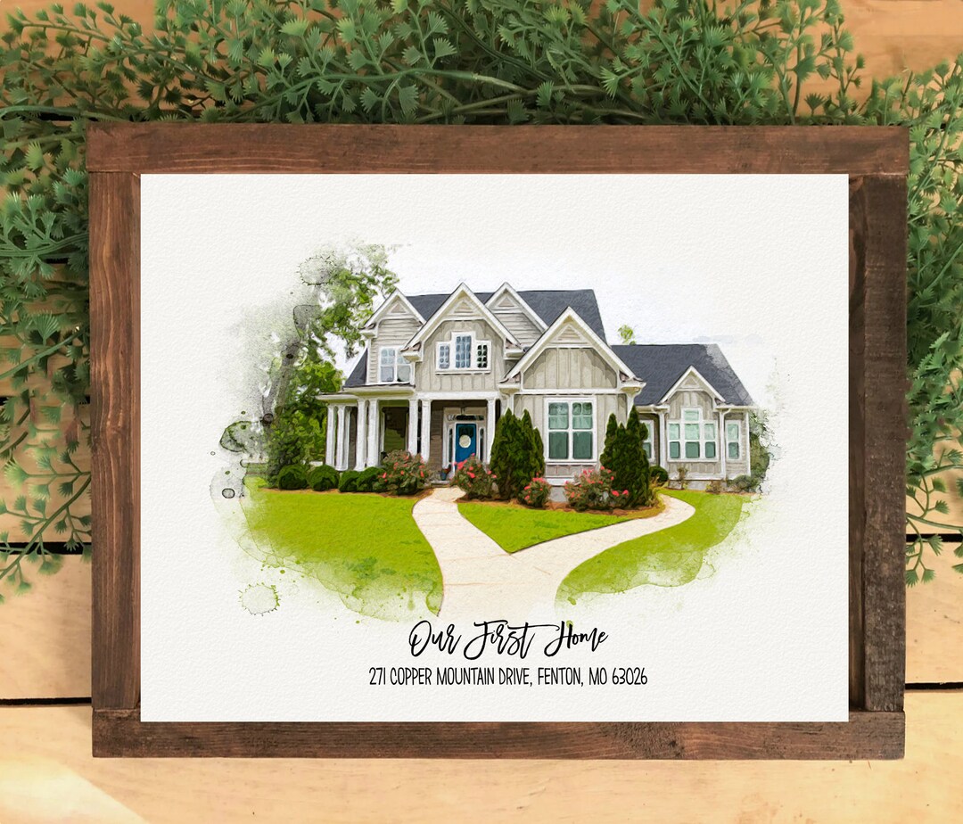 CUSTOM Watercolor House Portrait, Home Digital Portrait From Photo ...