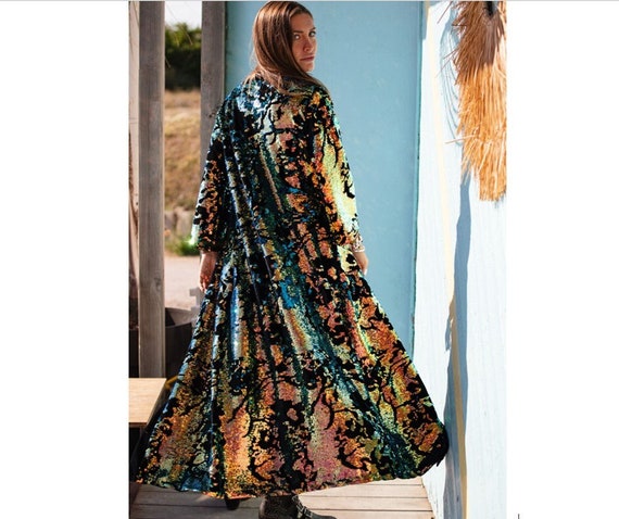 Iridescent Velvet Sequin Kimono Burning Man Kimono - Etsy