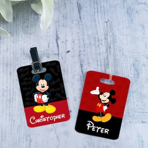 Mickey Mouse Luggage Tag, Disney Luggage Tag, 2 Sided Disney MIckey Mouse Tag, Bag Tag, Travel Tag, Personalized Luggage Tag, Travel Gift