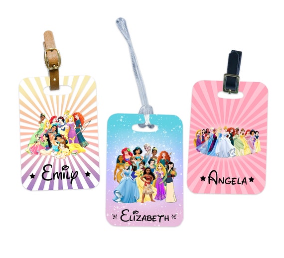 Personalized Disney Princess Luggage Tag Customized 2 Sided Disney Princesses Luggage Tag Bag Tag Travel Tag Personalized Luggage Tag Etsy