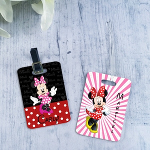 Minnie Mouse Luggage Tag, Disney Luggage Tag, 2 Sided Disney Minnie Mouse Tag, Bag Tag, Travel Tag, Personalized Luggage Tag, Travel Gift