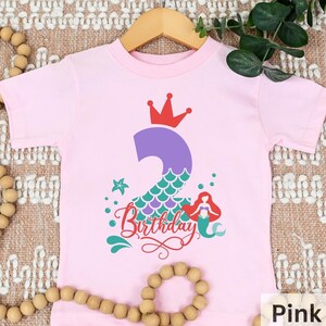 Ariel Mermaid Birthday Age Shirt, Girls Birthday Shirt, Age Birthday Shirt, Birthday Girl Toddler Shirt, Personalized Birthday Toddler Shirt