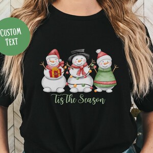 Custom Snowman Shirt, Personalized Family Snowman T-Shirt, Snowman Lover Gift, Custom Christmas Shirt, Christmas Gift For Her