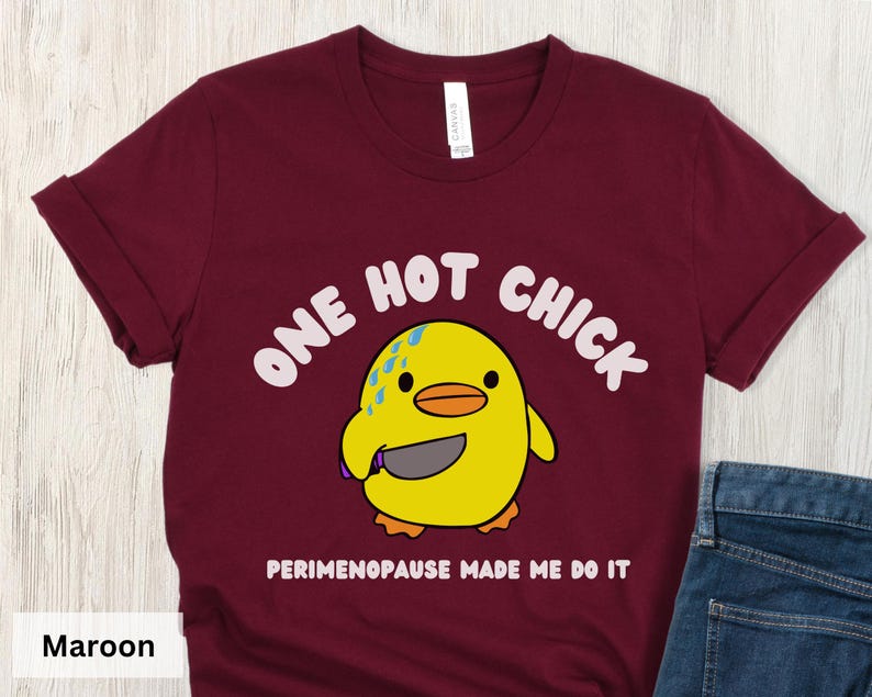 Funny Perimenopause T-Shirt, One Hot Chick Design image 2