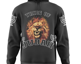 Lion of Judah Israelite Hoodie: Menorah Sleeve Pullover