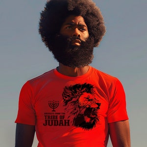 Israelite T-Shirt for men, Tribe of Judah T-shirt Red , Israelite Shirt, Israelite Garments, Lion of Judah