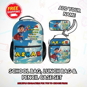 Sac à dos personnalisé pour enfants, cadeau de rentrée scolaire, ensemble sac à dos et sac à lunch pour enfants, cadeaux de rentrée scolaire, ensemble de sacs à dos pour enfants d'âge préscolaire