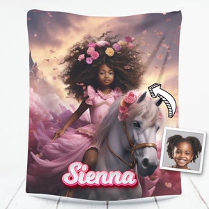 Personalized Princess Blanket: Afro Girl Fleece Throw