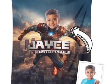 Manta de superhéroe infantil personalizada: manta polar con foto