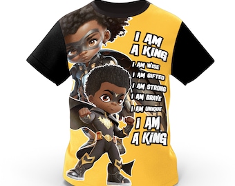 T-shirt Black King pour enfant - Chemise Boy Joy noire, T-shirt Affirmation, haut pour l'autonomisation des garçons