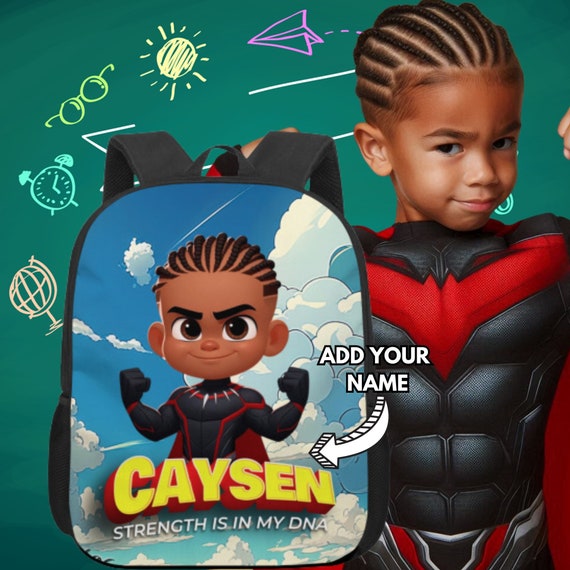 Personalized Black Boy Backpack: Affirmation Preschool Bookbag