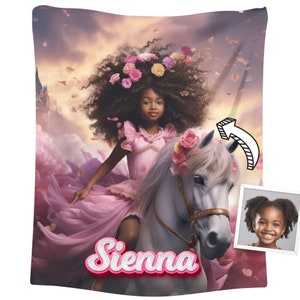 Personalized Princess Blanket: Afro Girl Fleece Throw