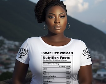 Israelite Woman T-Shirt: Hebrew Clothing with Menorah Sleeves