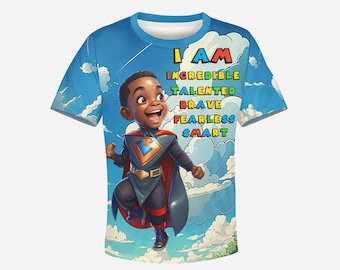 T-shirt Boy Joy noir : affirmations fortes, design super-héros