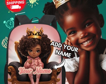 Mochila personalizada para niña negra: mochila escolar personalizada, regalo para niñas