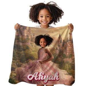 Personalized Princess Fleece Blanket: Afro Girl Theme