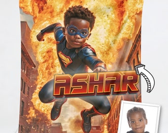 Manta de superhéroe infantil personalizada: manta polar con foto