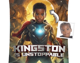 Manta de superhéroe infantil personalizada: manta con foto personalizada para regalar