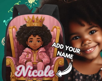 Mochila personalizada para niña negra: mochila escolar personalizada, regalo para niña pequeña