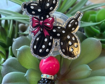 Polka Dot Balloon Dog badge reel/pin