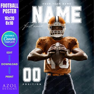 Football Poster Male/Female Canva Template Design Team High School Football, College Football, personalisierte druckbare Spieler-Mannschaften, NFL