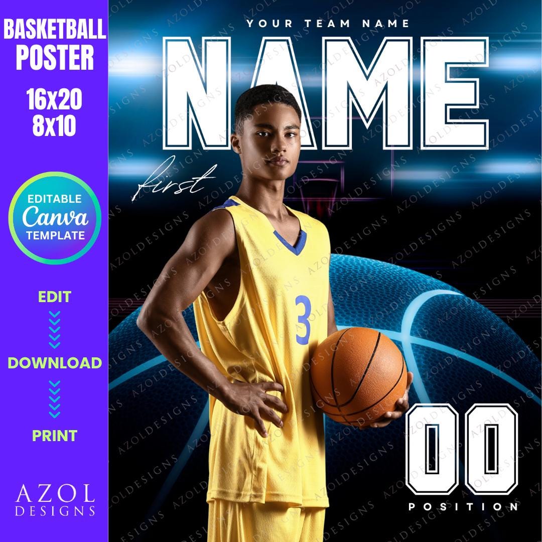 Personalized Basketball Team Poster Canva Template (digital Download ...