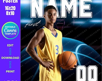 Personalized Basketball Team Poster Canva Template (Digital Download)