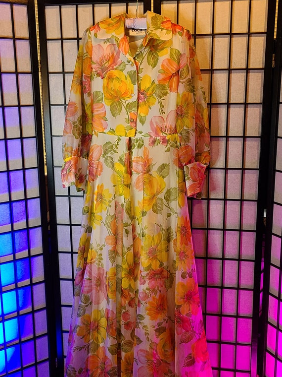 Vintage Coco California 60's/70's Long Floral Gown - image 2
