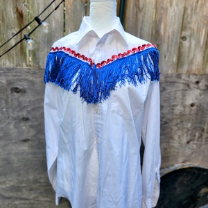 Vintage Fringe Patriotic Western Shirt Costume