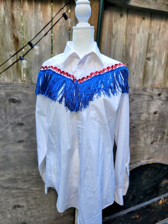 Vintage Fringe Patriotic Western Shirt Costume
