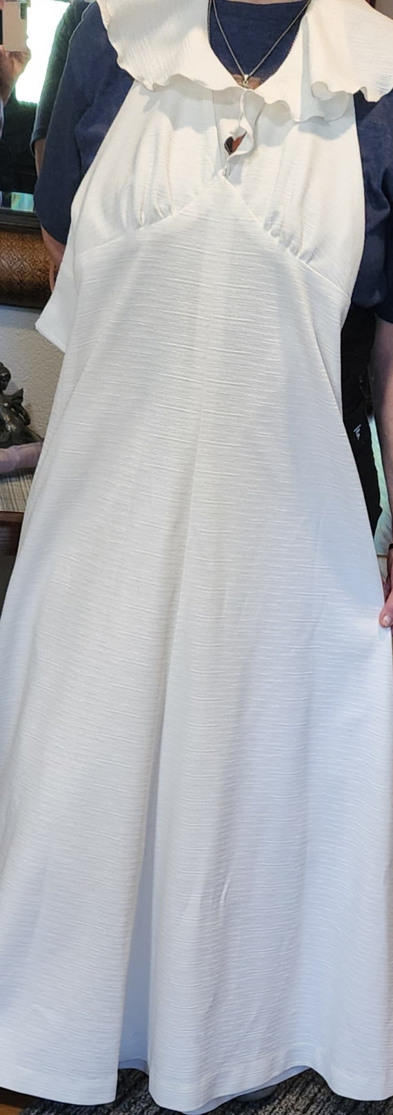 70's White Halter Wedding Maxi Dress - image 2
