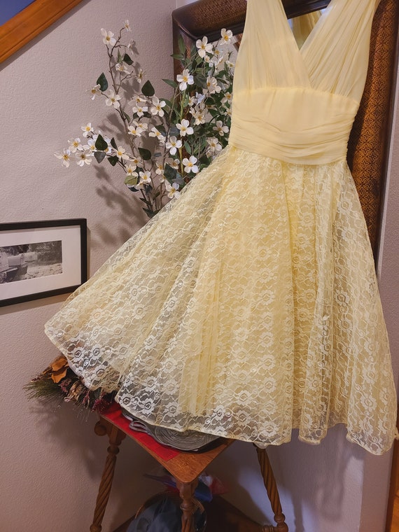 Vintage Yellow 1950's Prom Dress - image 1