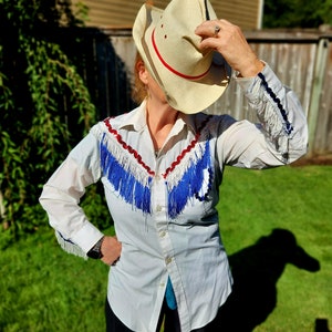 Vintage Fringe Patriotic Western Shirt Costume