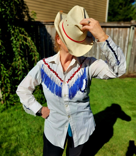 Vintage Fringe Patriotic Western Shirt Costume - image 1