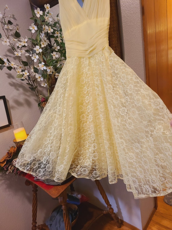 Vintage Yellow 1950's Prom Dress - image 7