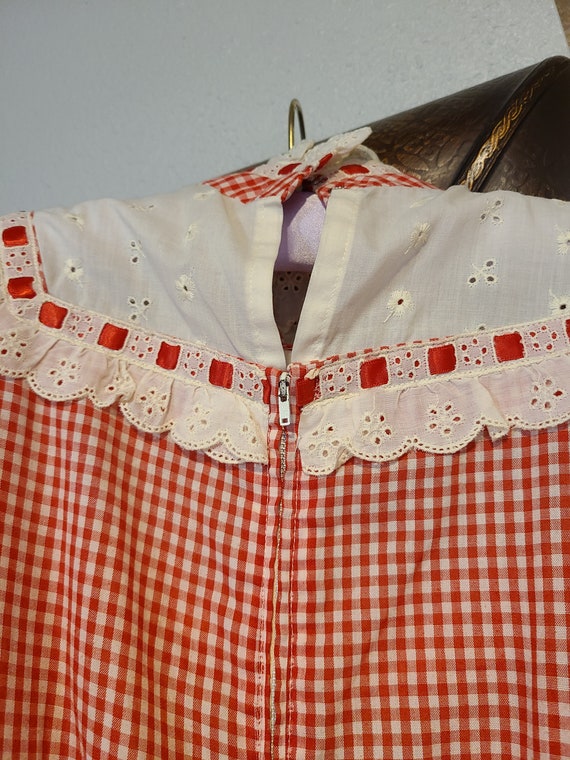 Vintage 1970's Red Gingham Maxi Dress - image 5