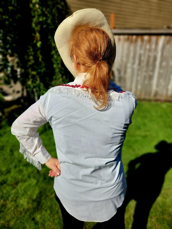 Vintage Fringe Patriotic Western Shirt Costume - image 3