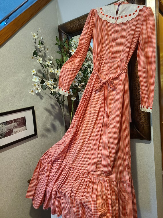 Vintage 1970's Red Gingham Maxi Dress - image 6