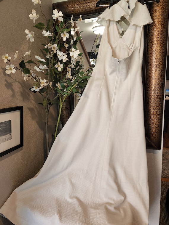 70's White Halter Wedding Maxi Dress - image 6