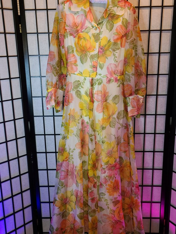 Vintage Coco California 60's/70's Long Floral Gown - image 4