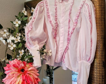 Vintage You Babes Pink Lace Victorian Blouse