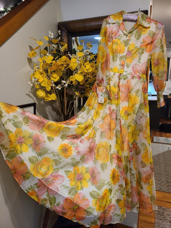 Vintage Coco California 60's/70's Long Floral Gown - image 1