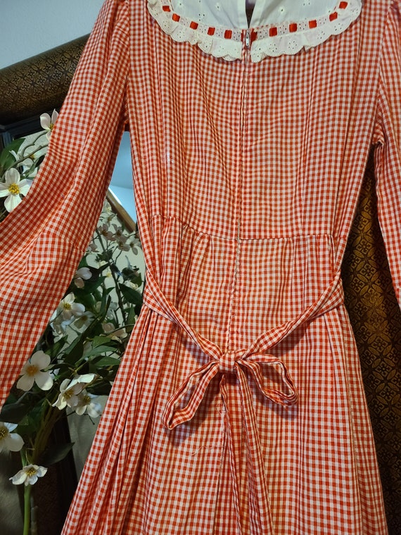 Vintage 1970's Red Gingham Maxi Dress - image 7