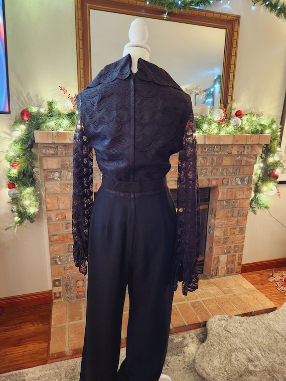 Vintage 60's Miss Elliette Black Jumpsuit with Rh… - image 9