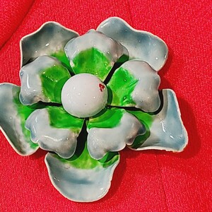Vintage Blue/Green Flower Power Brooch 60&#39;s