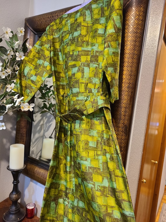 Vintage 60's Green Abstract Pencil Dress