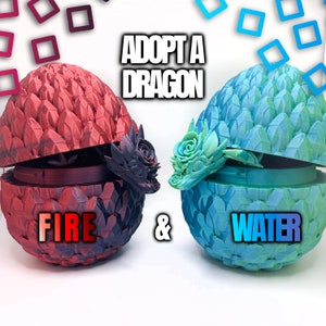 Fabled Hatchlings: 3D Printed Dragon & Egg Fidget Collectible | Flexi Dragon | 3D Printed