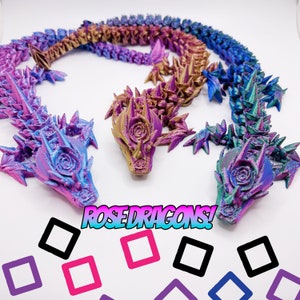 Fidget Rose Dragon Articulating Flexi Collectible | Flexi Dragon | Fidget Toy | ADHD Sensory Anxiety Relief | TikTok Flexi