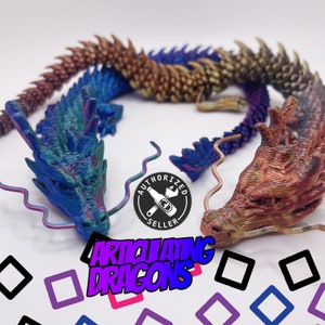 Fidget Dragon Articulating Flexi Collectible | Flexi Dragon | Fidget Flexi | ADHD Sensory Anxiety Relief | TikTok Flexi