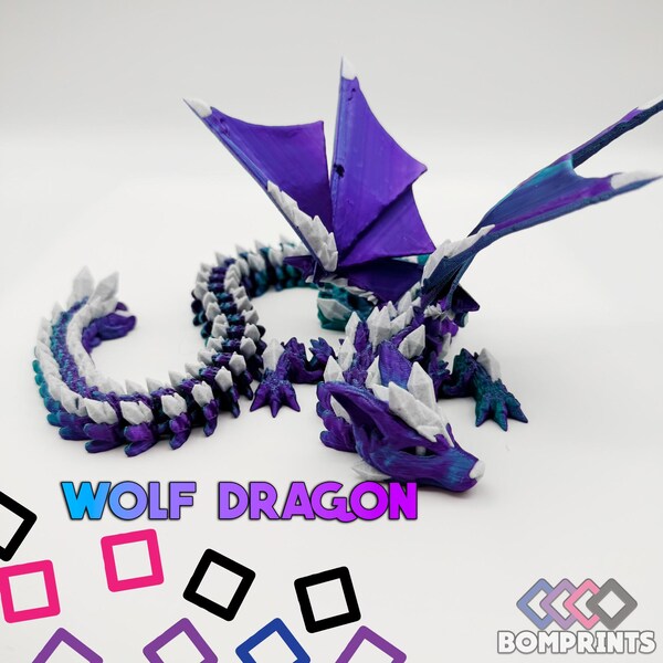 Wolf Dragon Articulated Fidget Collectible Toy with Adjustable Wings | 3D Printed | ADHD | Stress Reliever | Decor